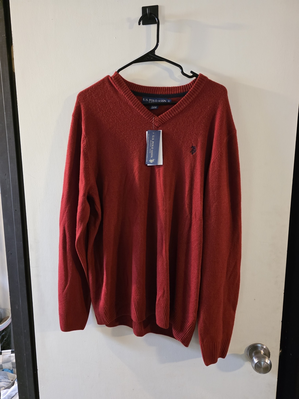 U.S. Polo Assn. Men's Crimson V-Neck Sweater
